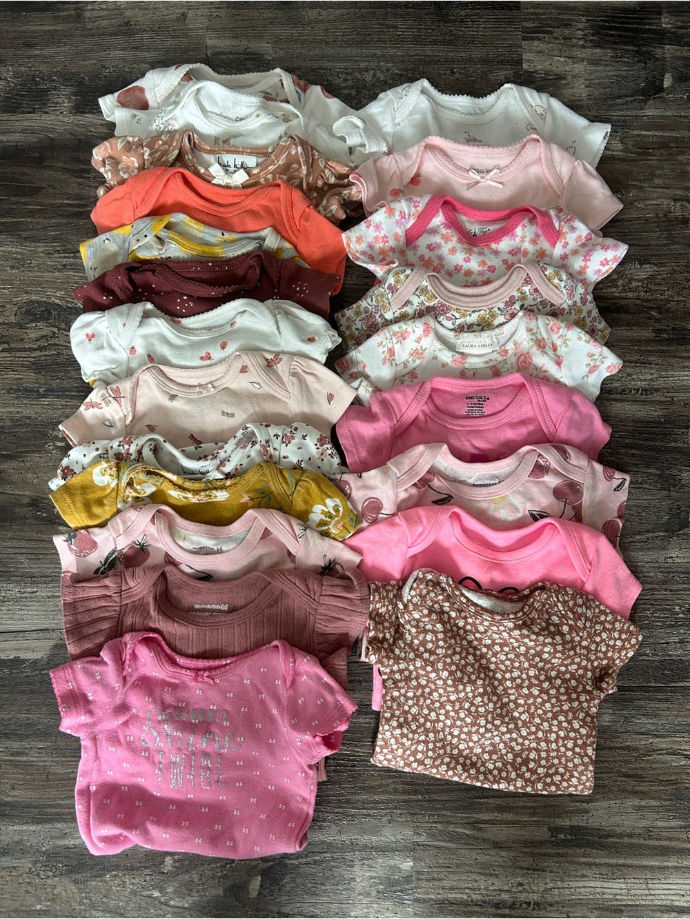22 baby body suits for little girl size 0 to 6 months
